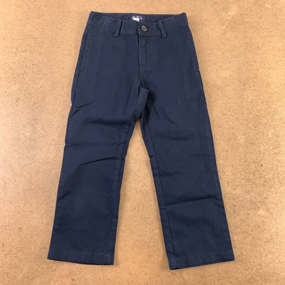 The Children's Place Boys Size 5 Navy Cotton Uniform Stretch Chino Pants New